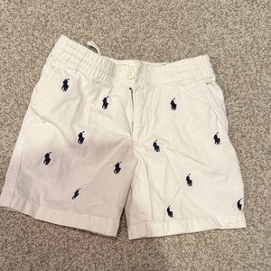 Boys Polo by Ralph Lauren white  Shorts with Navy Embroidery 4T